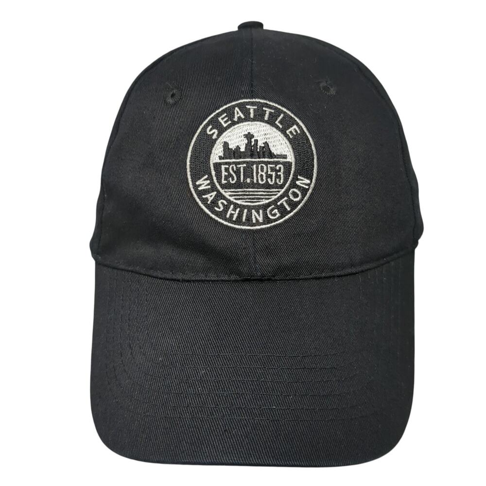Seattle Shirt Company Washington Strapback Baseball Cap Black One Size 6 Panel